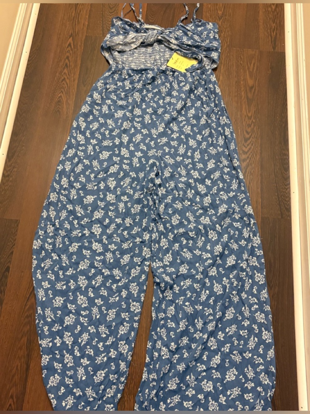 Blue Floral Tie-Strap Jumpsuit - Picture 2 of 5